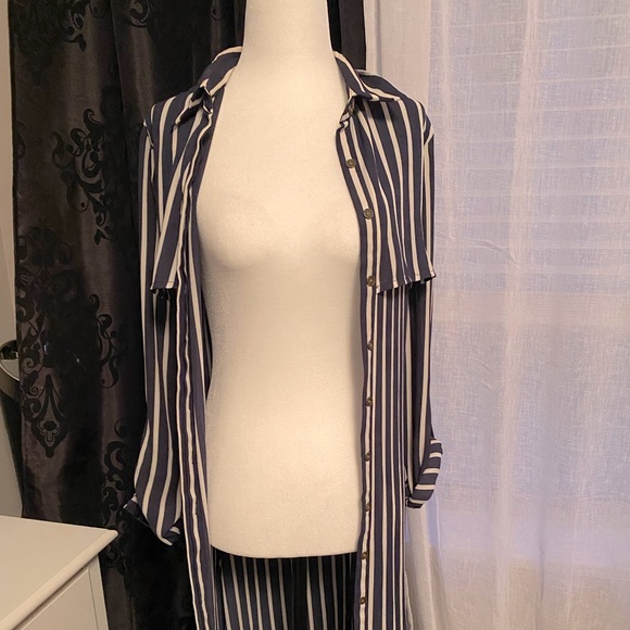 Button up pinstripe navy duster - Picture 5 of 10